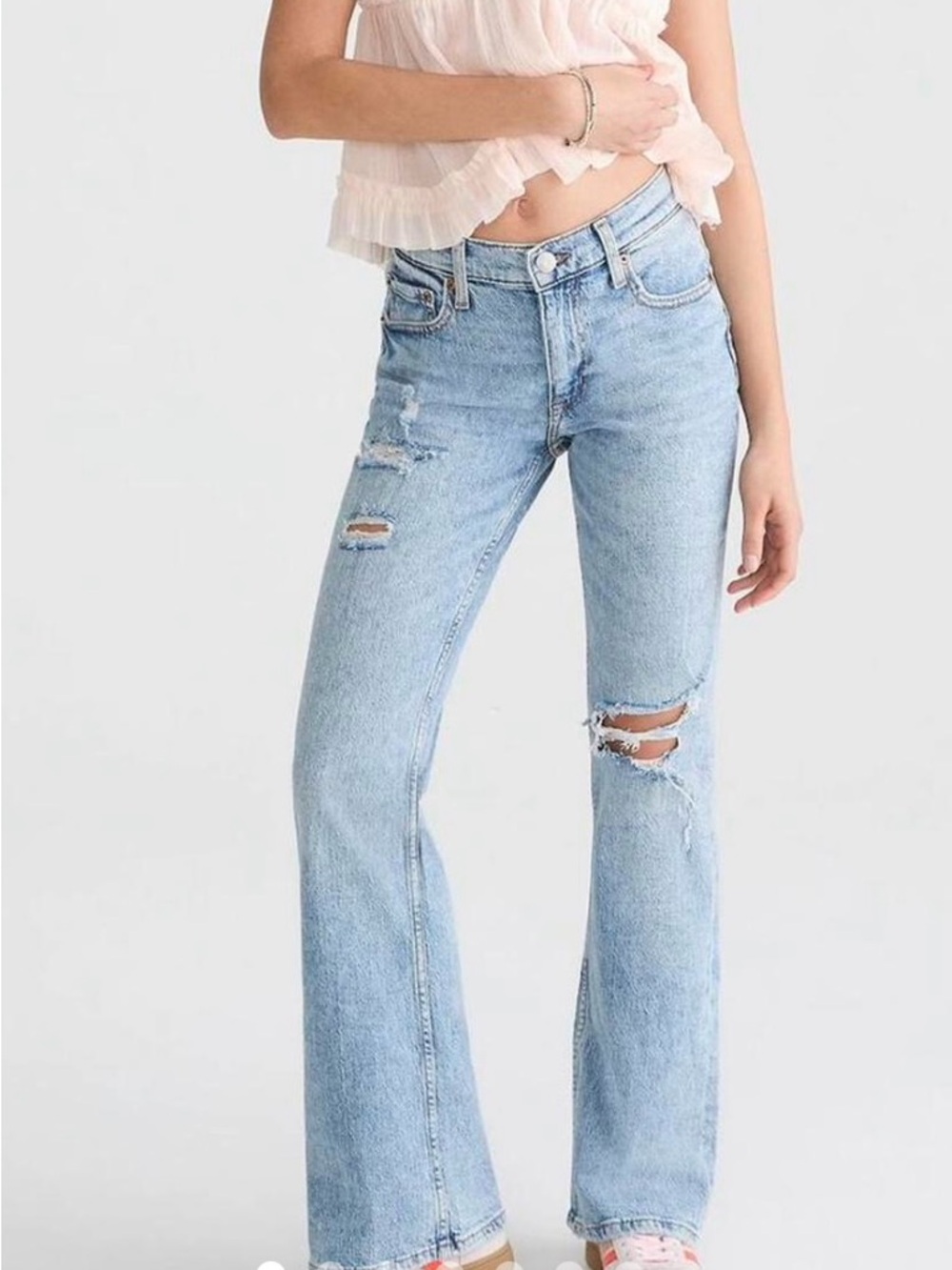 Aeropostale Light Blue Distressed Flare Jeans